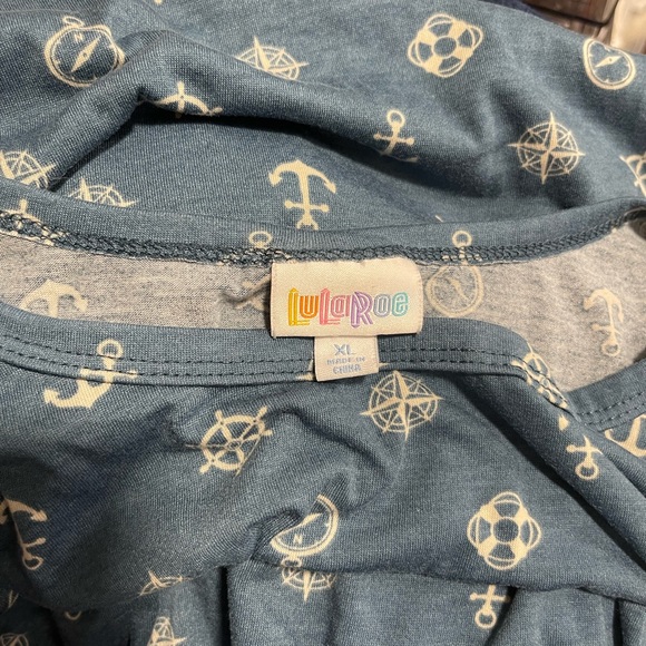 Lularoe Carly Dress Nautical Anchors XL - Picture 2 of 5